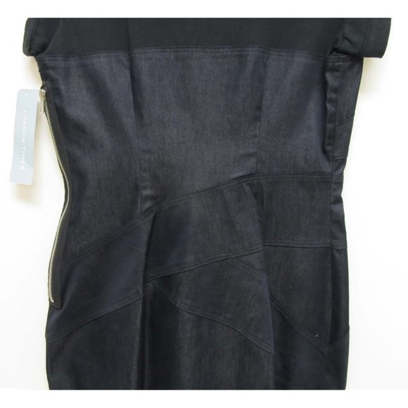 London Times Black Denim Dress Size 8 New with tag - Picture 4 of 8